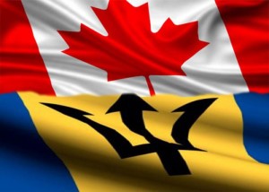 Image: Merged Barbados Canada Flags